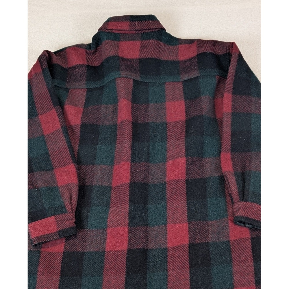 VTG 90's Plaid Wool Work Barn Jacket Red Black Weathervane Long Sleeve Coat L/XL - Picture 5 of 11